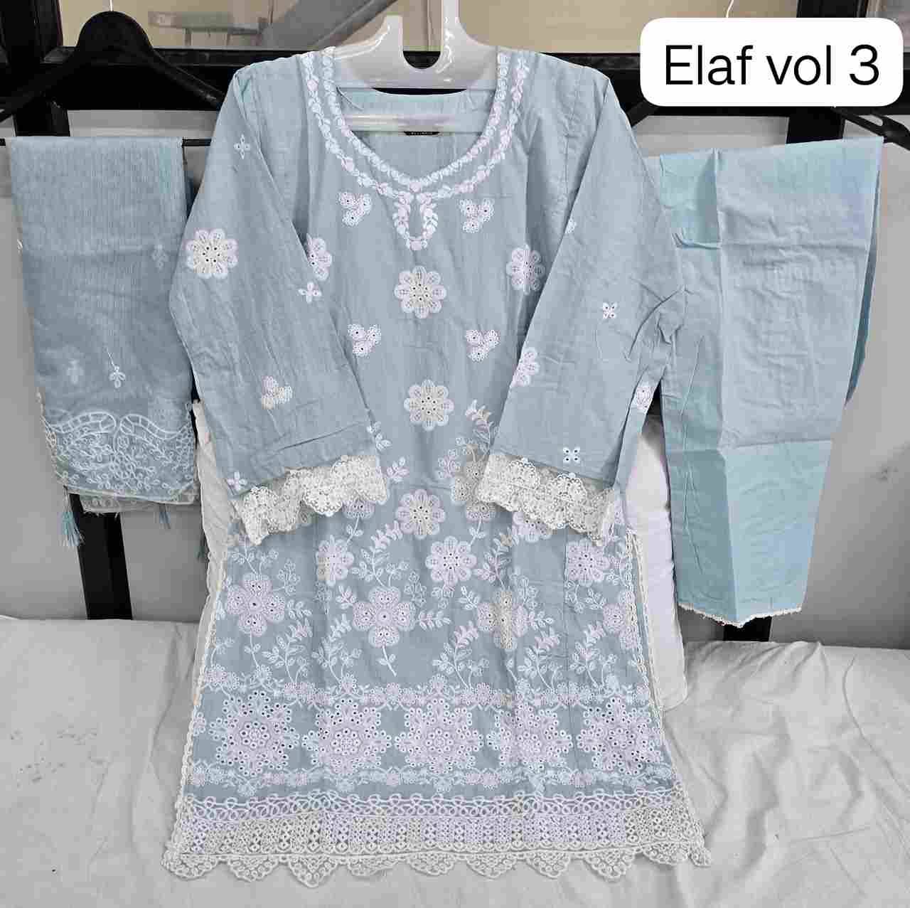 Elaf Vol-3 By Shraddha Designer 3001 To 3004 Series Designer Pakistani Suits Beautiful Stylish Fancy Colorful Party Wear & Occasional Wear Pure Cotton Print Embroidered Dresses At Wholesale Price