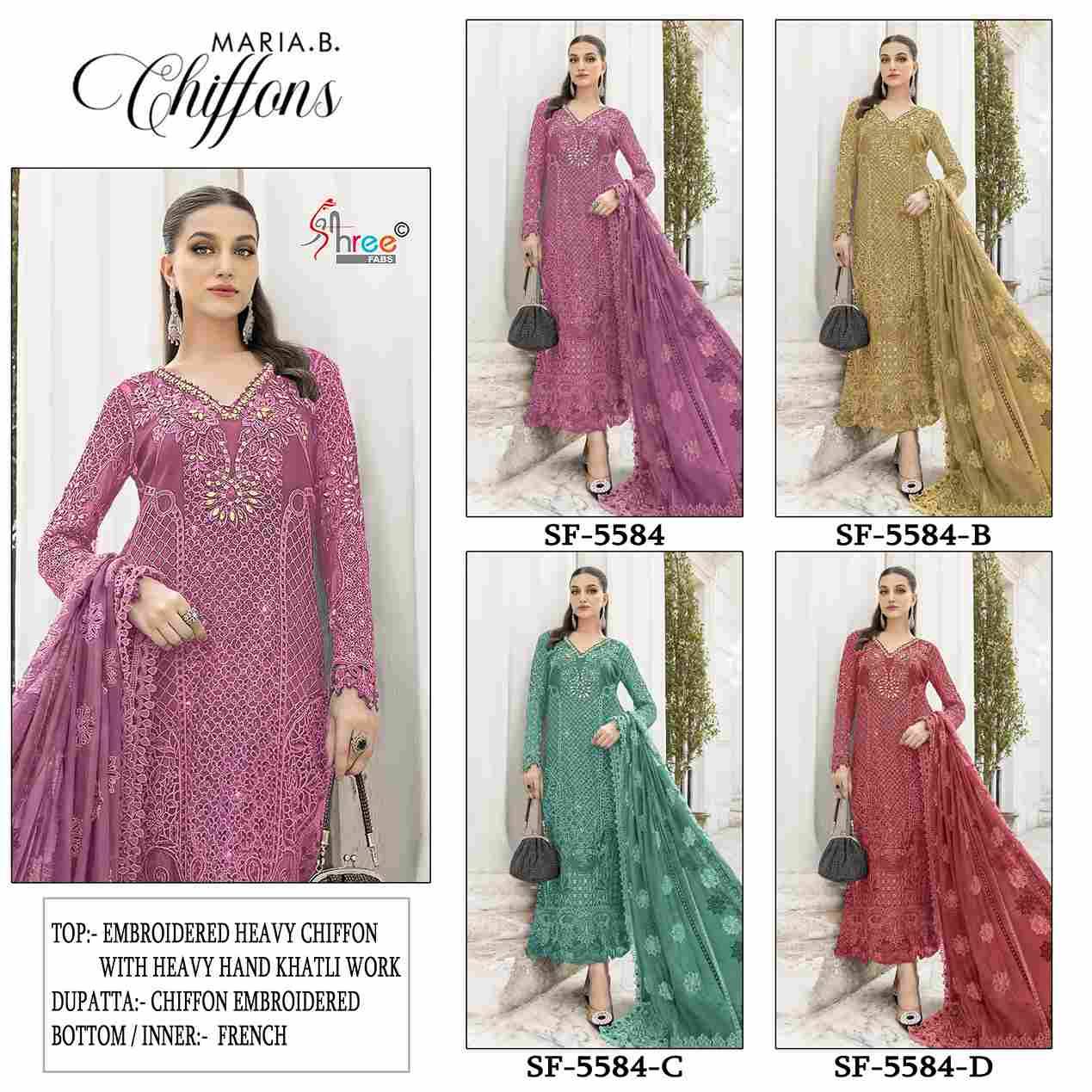 Shree Fabs Hit Design SF-5584 Colours By Shree Fabs SF-5584-A To SF-5584-D Series Beautiful Stylish Pakistani Suits Fancy Colorful Casual Wear & Ethnic Wear & Ready To Wear Chiffon Embroidery Dresses At Wholesale Price