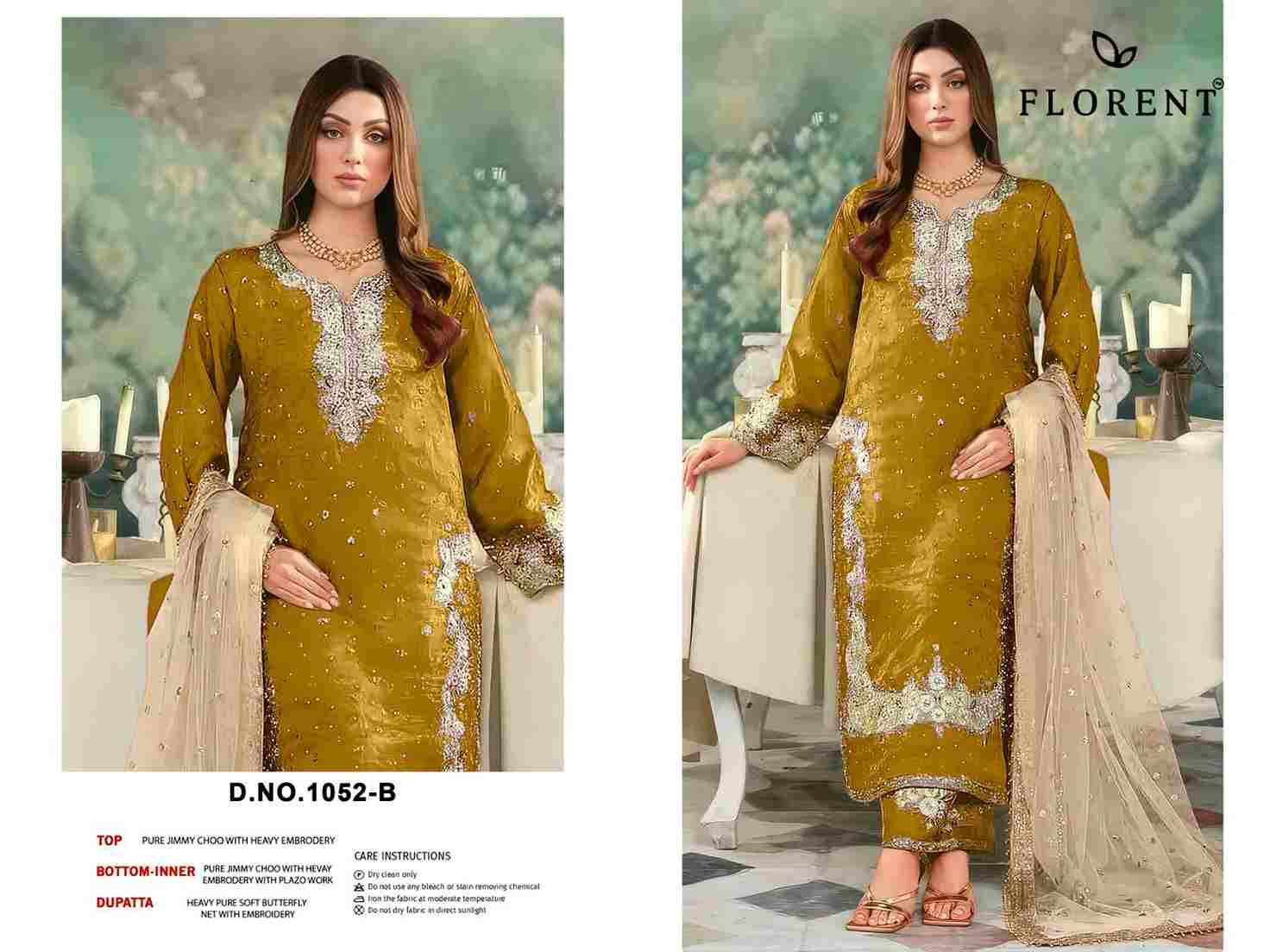 Florent 1052 Colours By Fashid Wholesale 1052-A To 1052-D Series Pakistani Suits Beautiful Fancy Colorful Stylish Party Wear & Occasional Wear Pure Jimmy Choo Embroidery Dresses At Wholesale Price