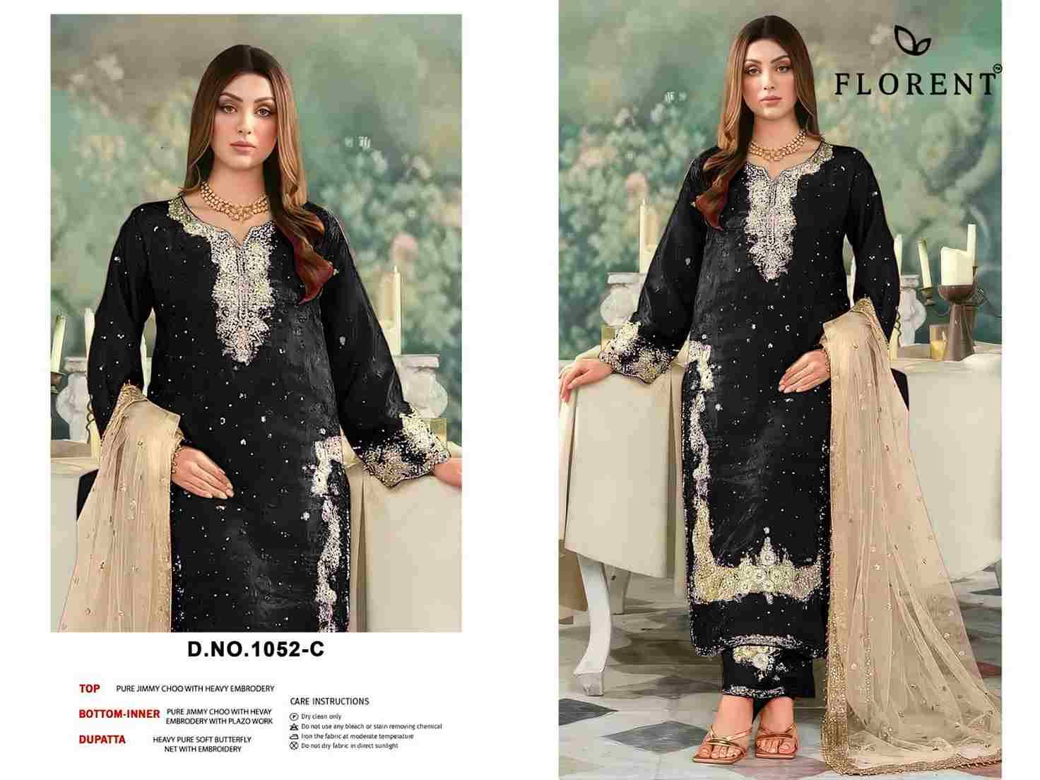 Florent 1052 Colours By Fashid Wholesale 1052-A To 1052-D Series Pakistani Suits Beautiful Fancy Colorful Stylish Party Wear & Occasional Wear Pure Jimmy Choo Embroidery Dresses At Wholesale Price