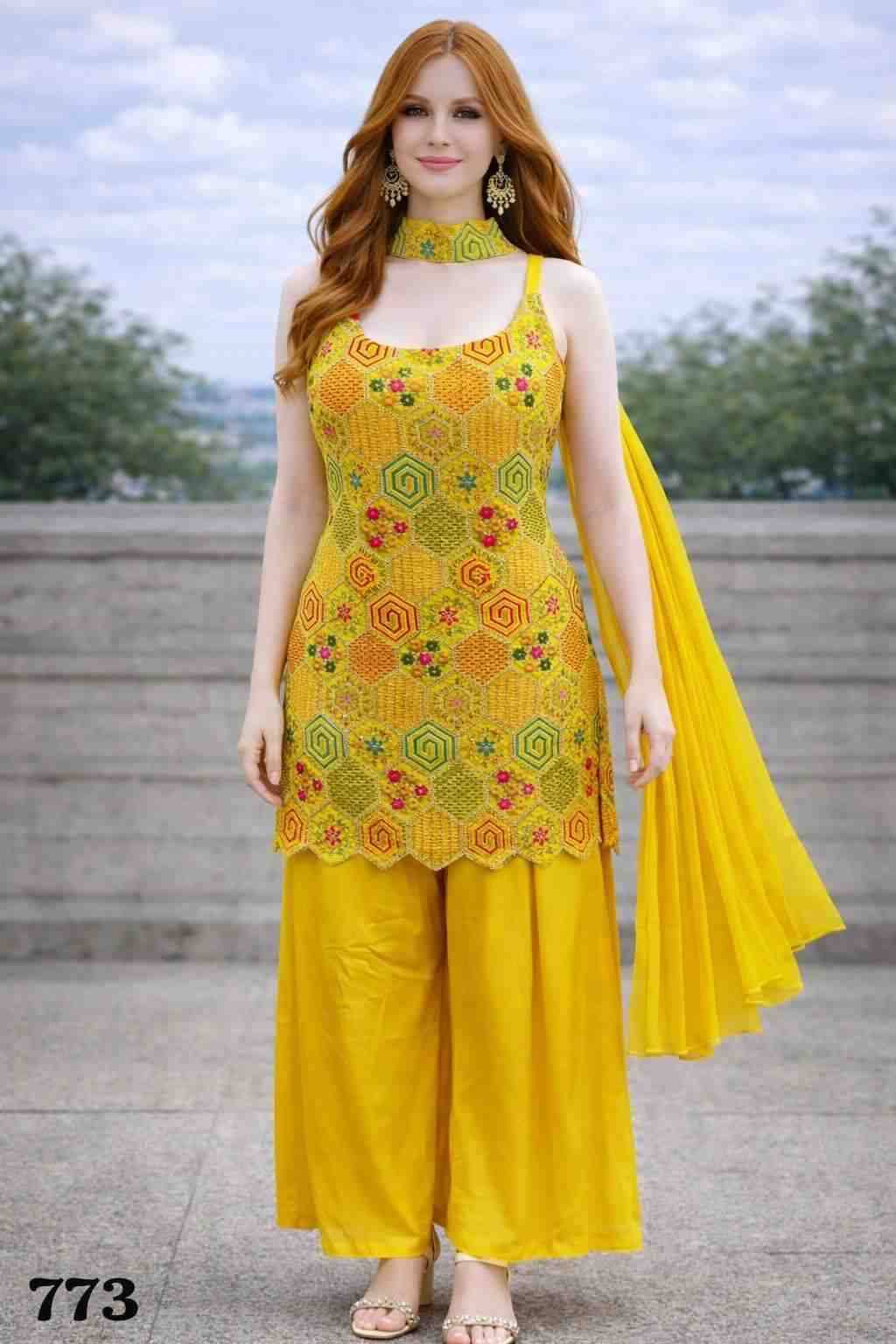 Tanvi By Mrudangi 773 To 776 Series Beautiful Festive Suits Colorful Stylish Fancy Casual Wear & Ethnic Wear Chinnon Silk Dresses At Wholesale Price