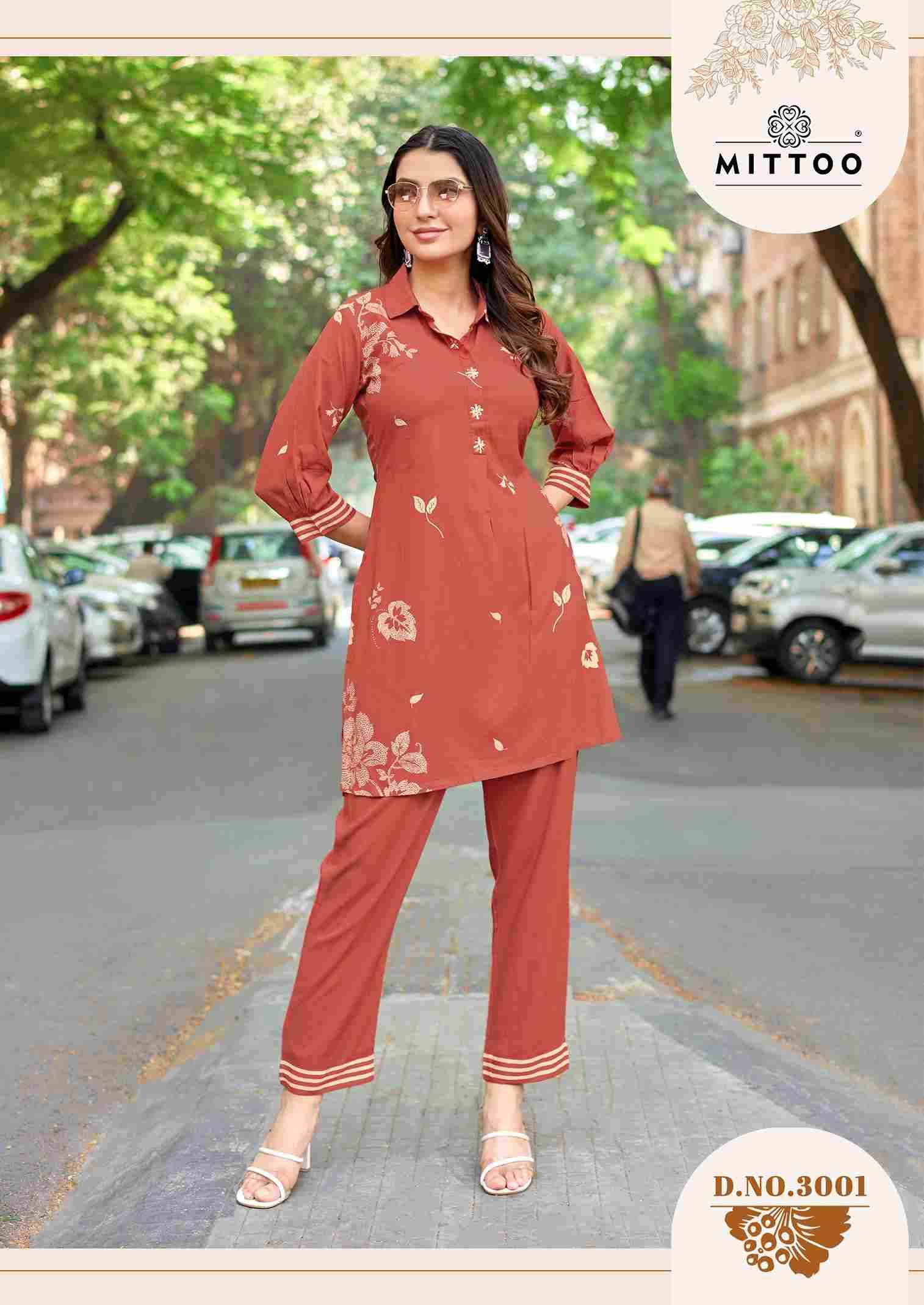 Rasika By Mittoo 3001 To 3006 Series Designer Stylish Fancy Colorful Beautiful Party Wear & Ethnic Wear Collection Rayon Print Kurtis With Bottom At Wholesale Price
