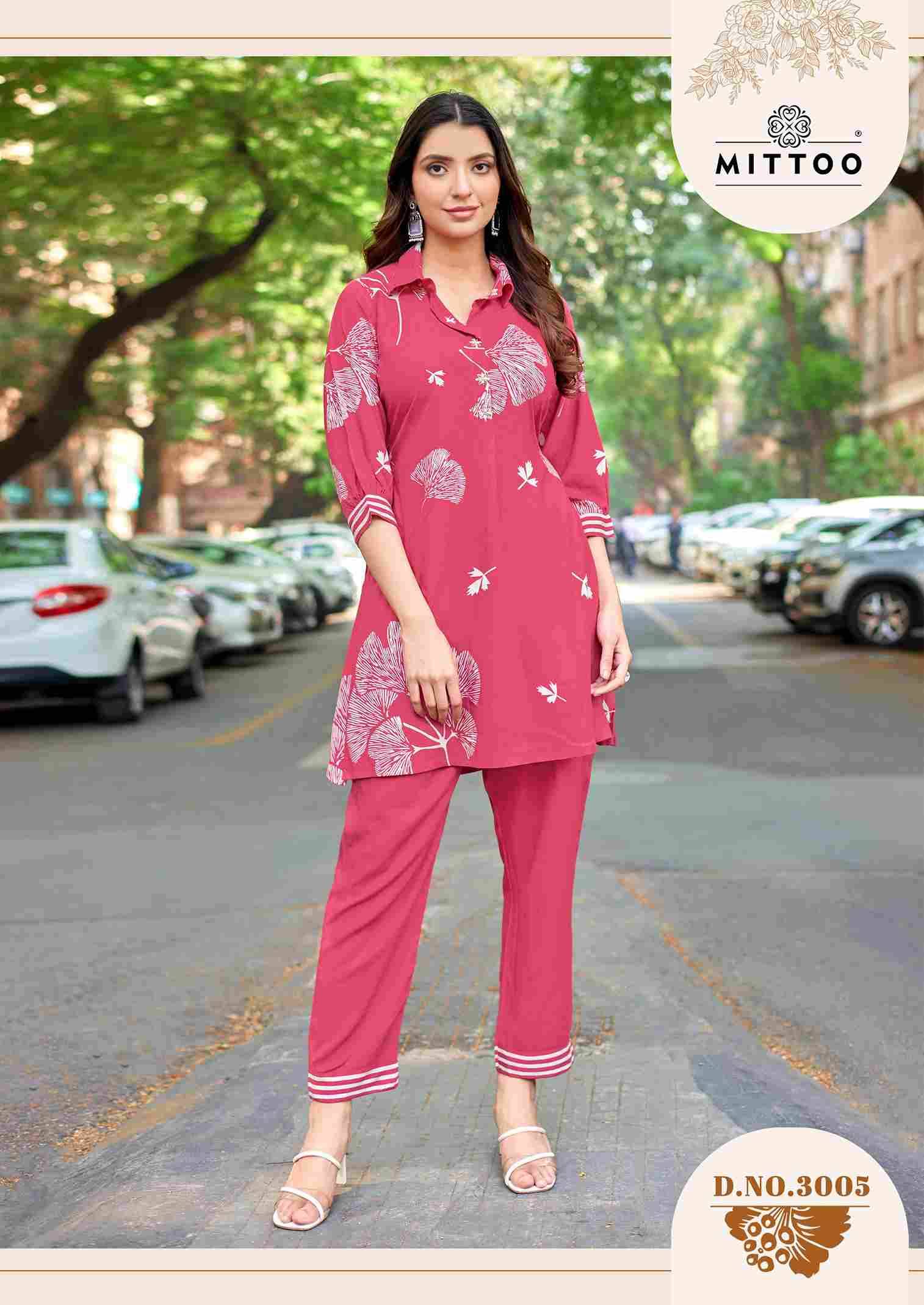 Rasika By Mittoo 3001 To 3006 Series Designer Stylish Fancy Colorful Beautiful Party Wear & Ethnic Wear Collection Rayon Print Kurtis With Bottom At Wholesale Price