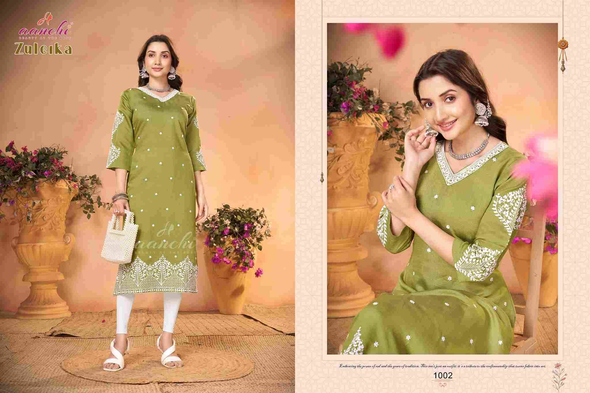 Zuleika By Aanchi 1001 To 1004 Series Beautiful Stylish Festive Suits Fancy Colorful Casual Wear & Ethnic Wear & Ready To Wear Vatican Dresses At Wholesale Price