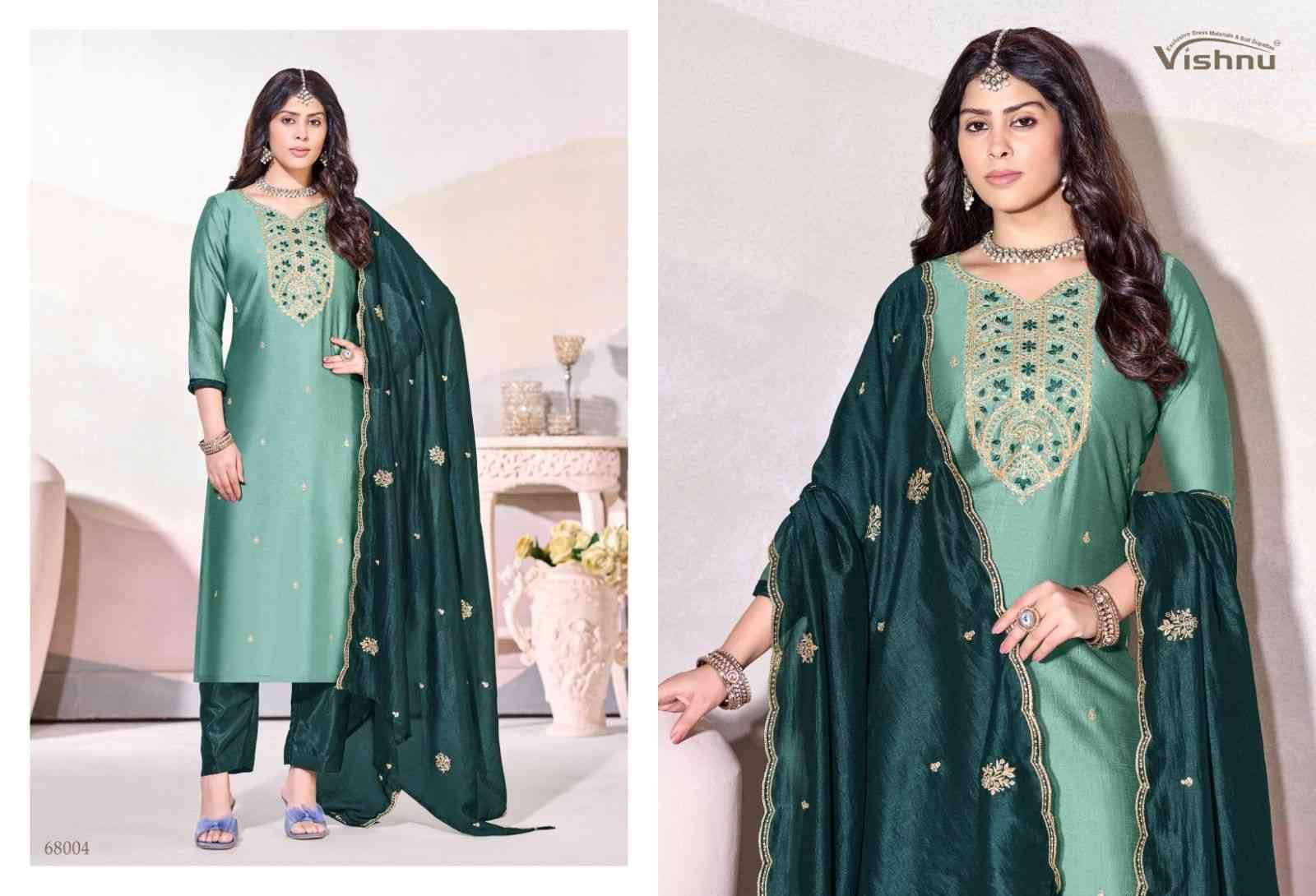 Arunika By Vishnu 68001 To 68012 Series Beautiful Stylish Festive Suits Fancy Colorful Casual Wear & Ethnic Wear & Ready To Wear Vichitra Silk Dresses At Wholesale Price