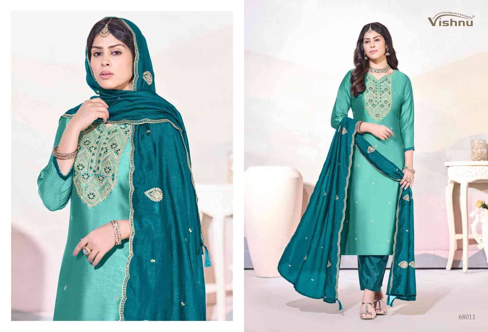 Arunika By Vishnu 68001 To 68012 Series Beautiful Stylish Festive Suits Fancy Colorful Casual Wear & Ethnic Wear & Ready To Wear Vichitra Silk Dresses At Wholesale Price