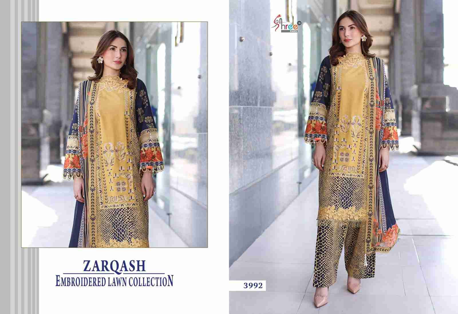 Zarqash Embroderd Lawn Collection By Shree Fabs 3991 To 3996 Designer Pakistani Suits Collection Beautiful Stylish Fancy Colorful Party Wear & Ethnic Wear Pure Cotton Lawn With Embroidery Dresses At Wholesale Price