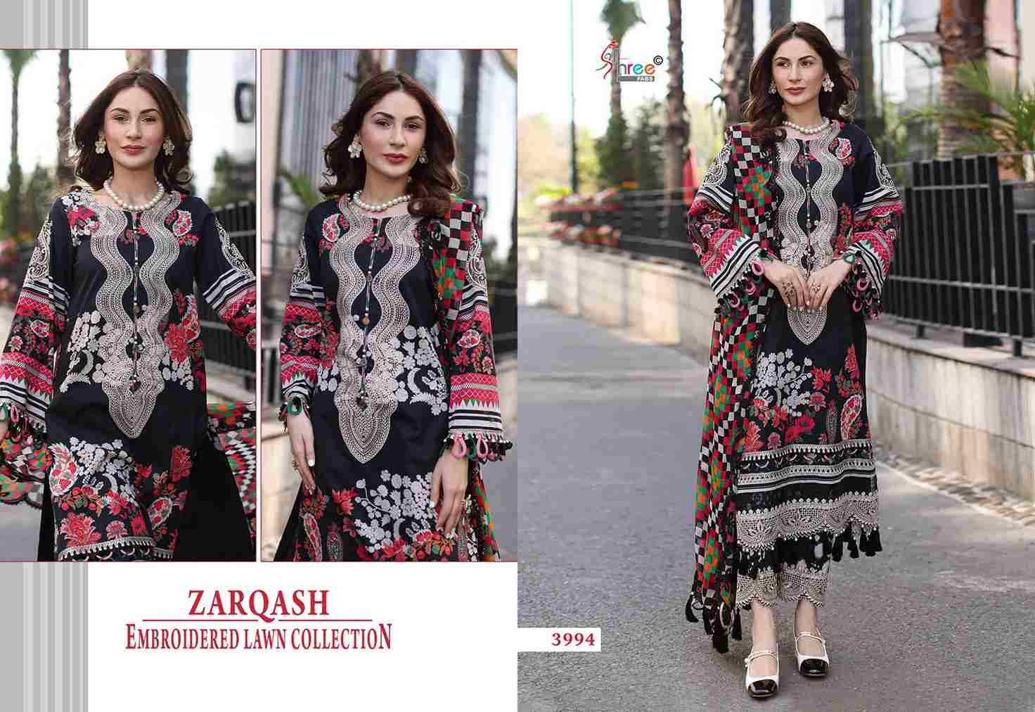 Zarqash Embroderd Lawn Collection By Shree Fabs 3991 To 3996 Designer Pakistani Suits Collection Beautiful Stylish Fancy Colorful Party Wear & Ethnic Wear Pure Cotton Lawn With Embroidery Dresses At Wholesale Price