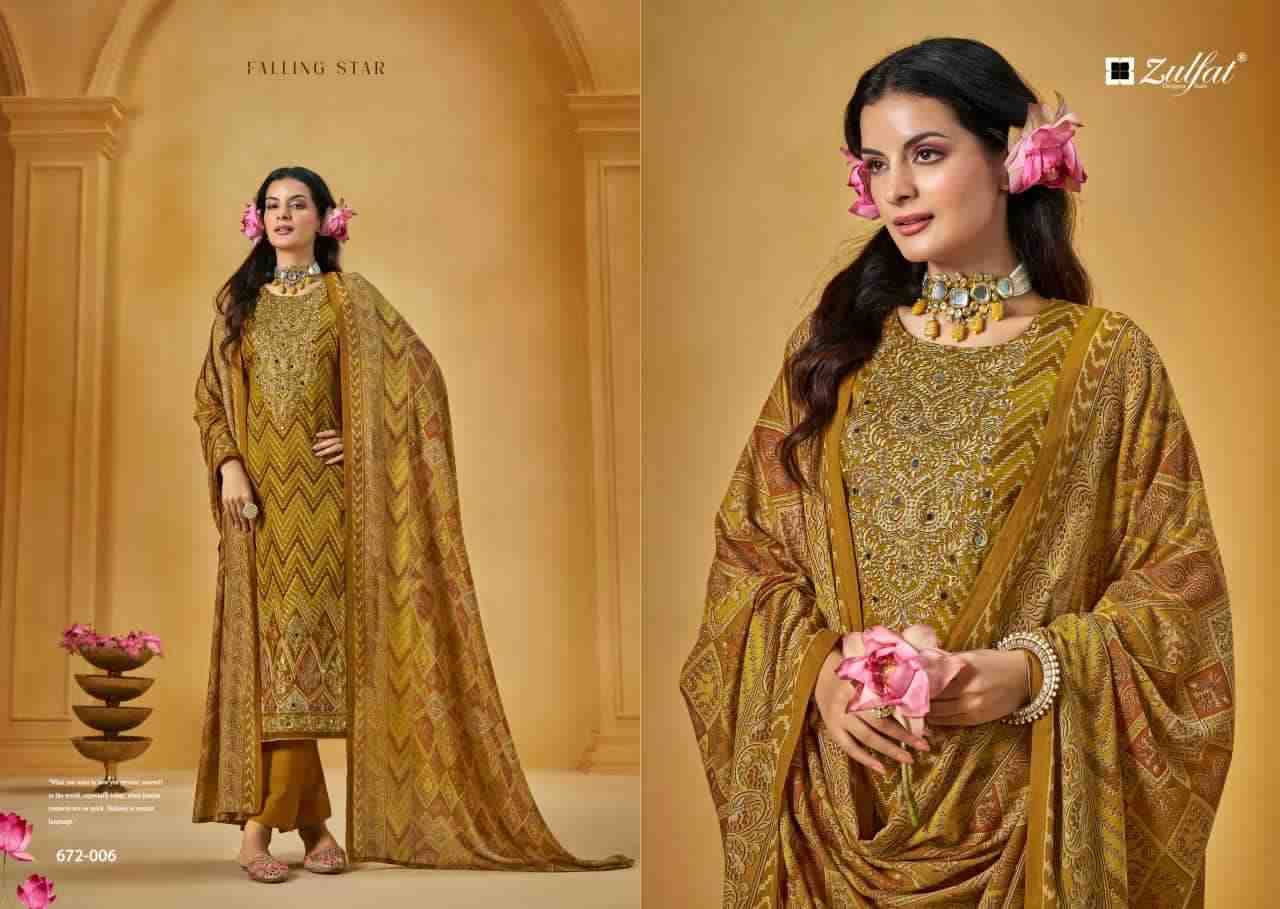 Sajni Vol-9 By Zulfat 672-001 To 672-006 Series Beautiful Festive Suits Stylish Fancy Colorful Casual Wear & Ethnic Wear Pure Jam Cotton Print Dresses At Wholesale Price
