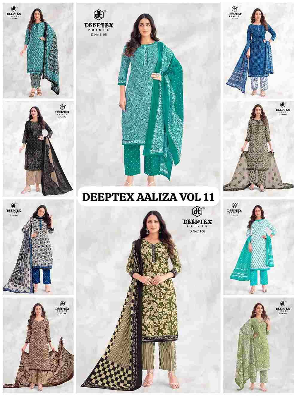 Aaliza Vol-11 By Deeptex Prints 1101 To 1110 Series Beautiful Festive Suits Stylish Fancy Colorful Casual Wear & Ethnic Wear Cotton Print Dresses At Wholesale Price