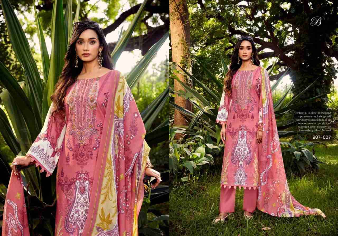 Naira Vol-120 By Belliza 907-001 To 907-008 Series Beautiful Festive Suits Stylish Fancy Colorful Casual Wear & Ethnic Wear Pure Cotton Print Dresses At Wholesale Price