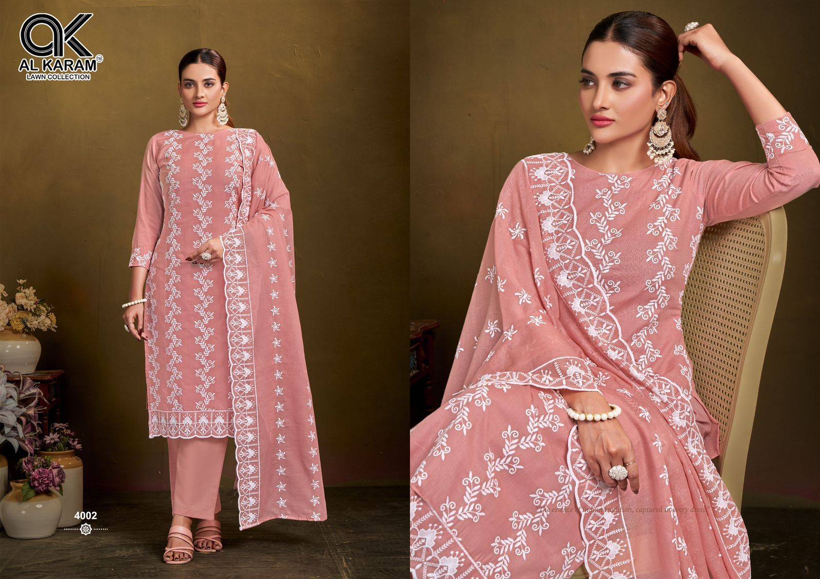 Lucknowi By Al Karam Lawn Collection 4001 To 4004 Series Beautiful Festive Suits Colorful Stylish Fancy Casual Wear & Ethnic Wear Pure Cotton Print Dresses At Wholesale Price