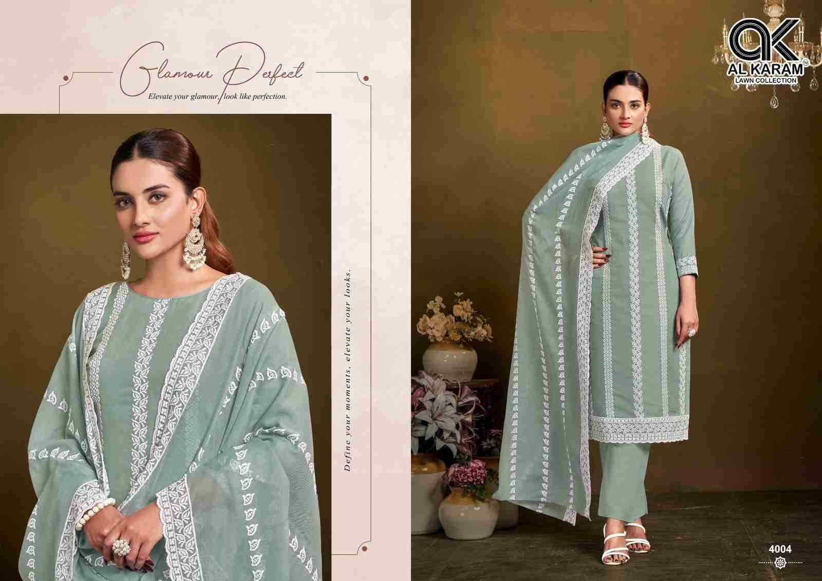 Lucknowi By Al Karam Lawn Collection 4001 To 4004 Series Beautiful Festive Suits Colorful Stylish Fancy Casual Wear & Ethnic Wear Pure Cotton Print Dresses At Wholesale Price