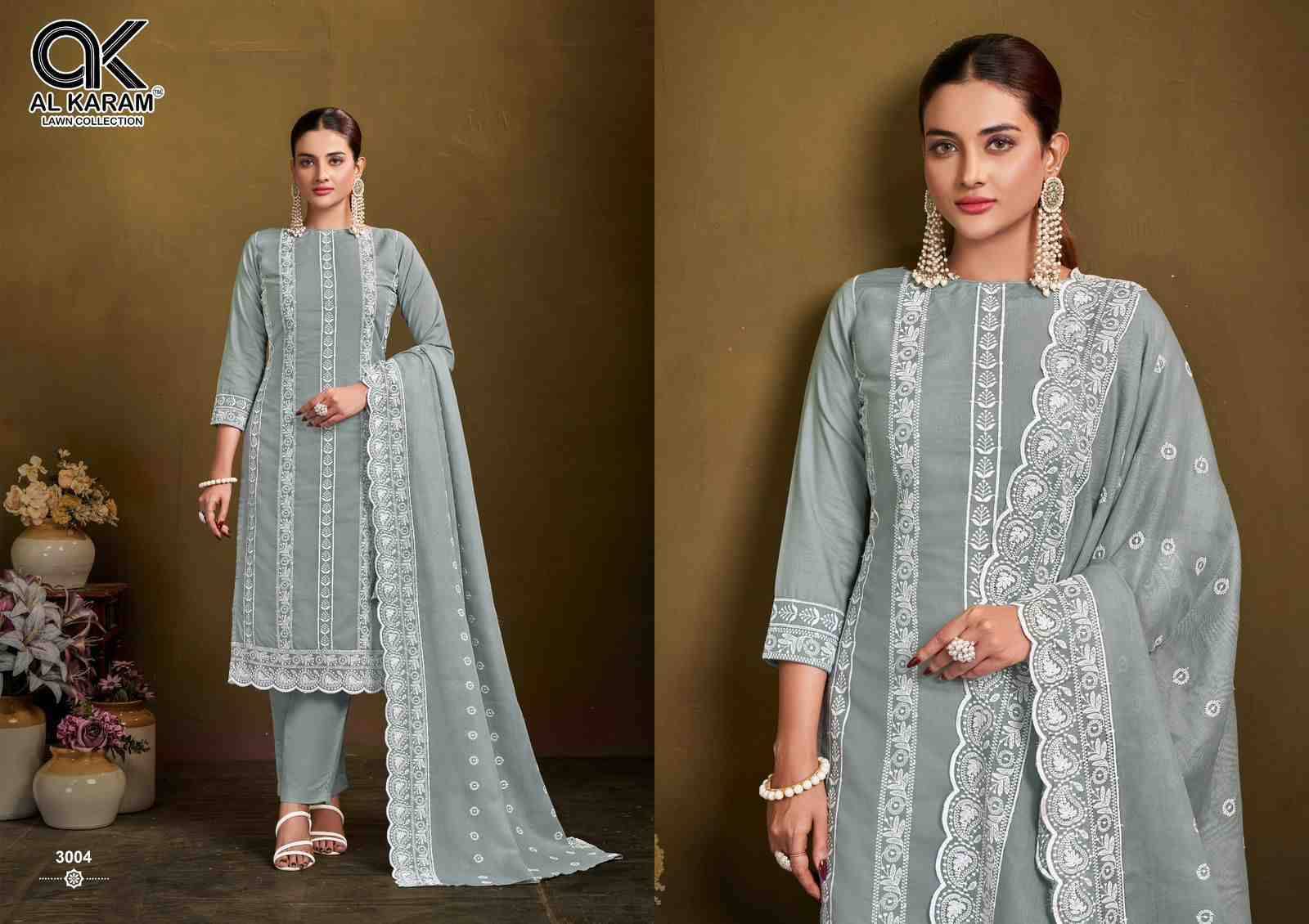 Lohari By Al Karam Lawn Collection 3001 To 3004 Series Beautiful Festive Suits Colorful Stylish Fancy Casual Wear & Ethnic Wear Pure Cotton Print Dresses At Wholesale Price