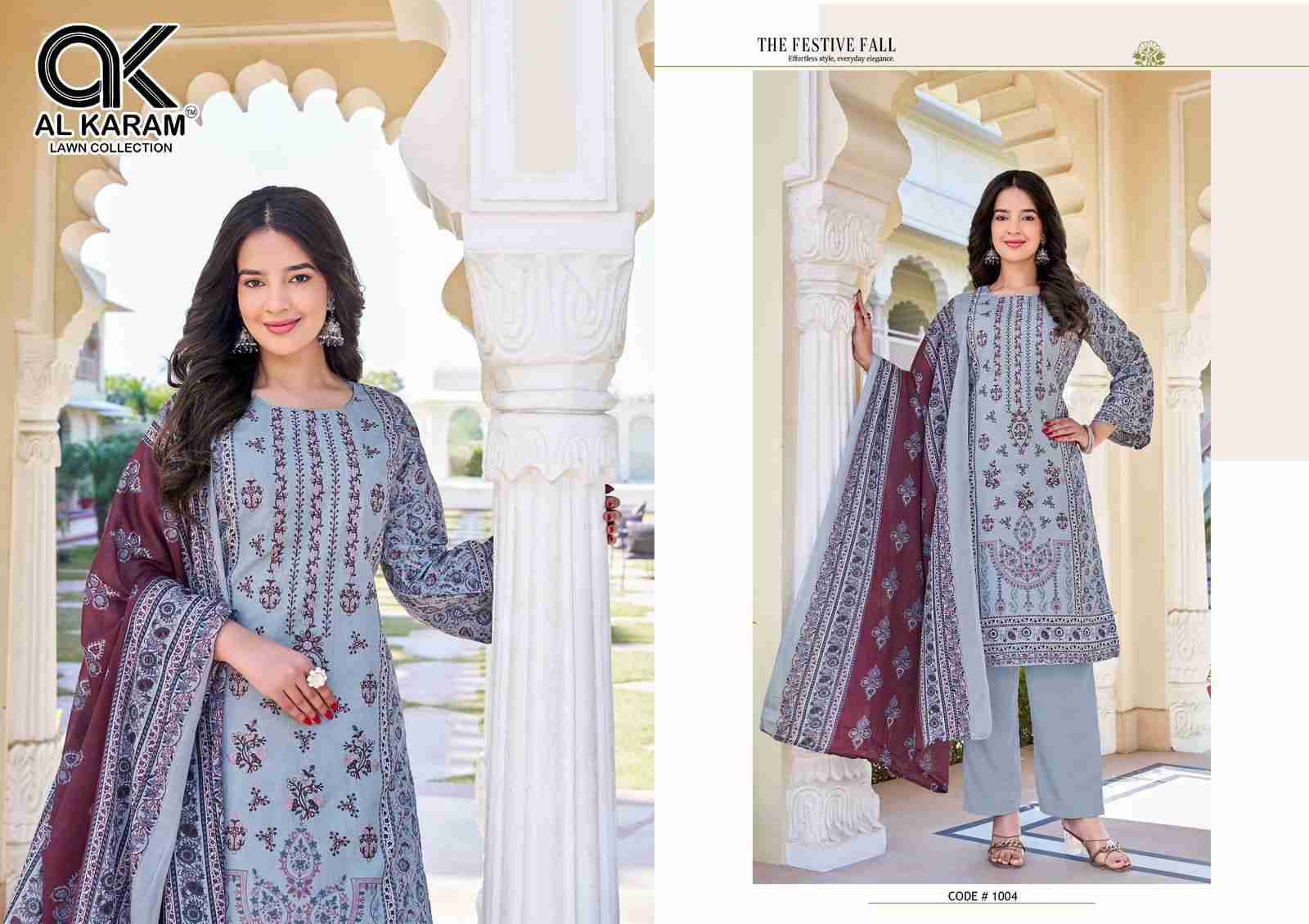 Shezlin By Al Karam Lawn Collection 1001 To 1006 Series Beautiful Festive Suits Colorful Stylish Fancy Casual Wear & Ethnic Wear Rayon Cotton Print Dresses At Wholesale Price