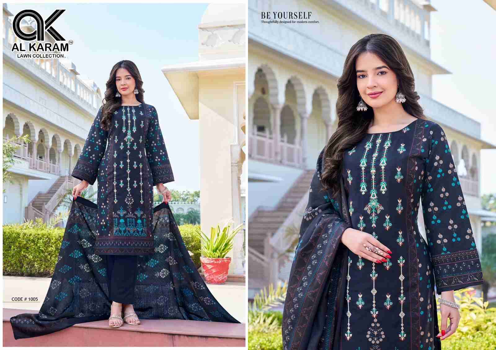 Shezlin By Al Karam Lawn Collection 1001 To 1006 Series Beautiful Festive Suits Colorful Stylish Fancy Casual Wear & Ethnic Wear Rayon Cotton Print Dresses At Wholesale Price