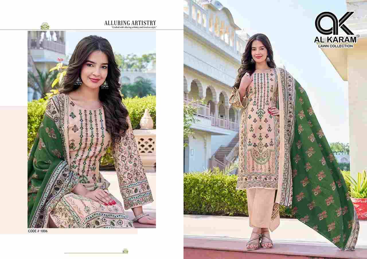 Shezlin By Al Karam Lawn Collection 1001 To 1006 Series Beautiful Festive Suits Colorful Stylish Fancy Casual Wear & Ethnic Wear Rayon Cotton Print Dresses At Wholesale Price