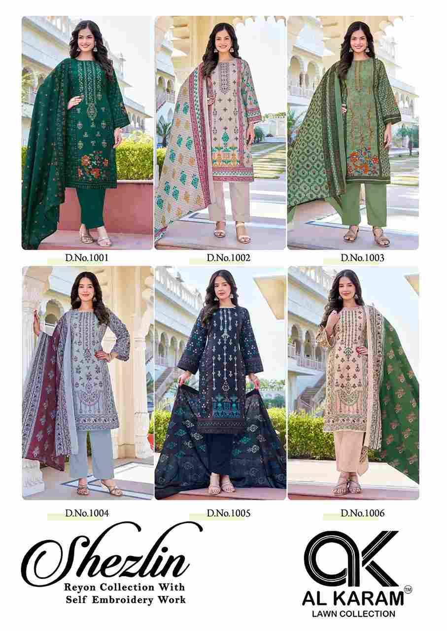 Shezlin By Al Karam Lawn Collection 1001 To 1006 Series Beautiful Festive Suits Colorful Stylish Fancy Casual Wear & Ethnic Wear Rayon Cotton Print Dresses At Wholesale Price