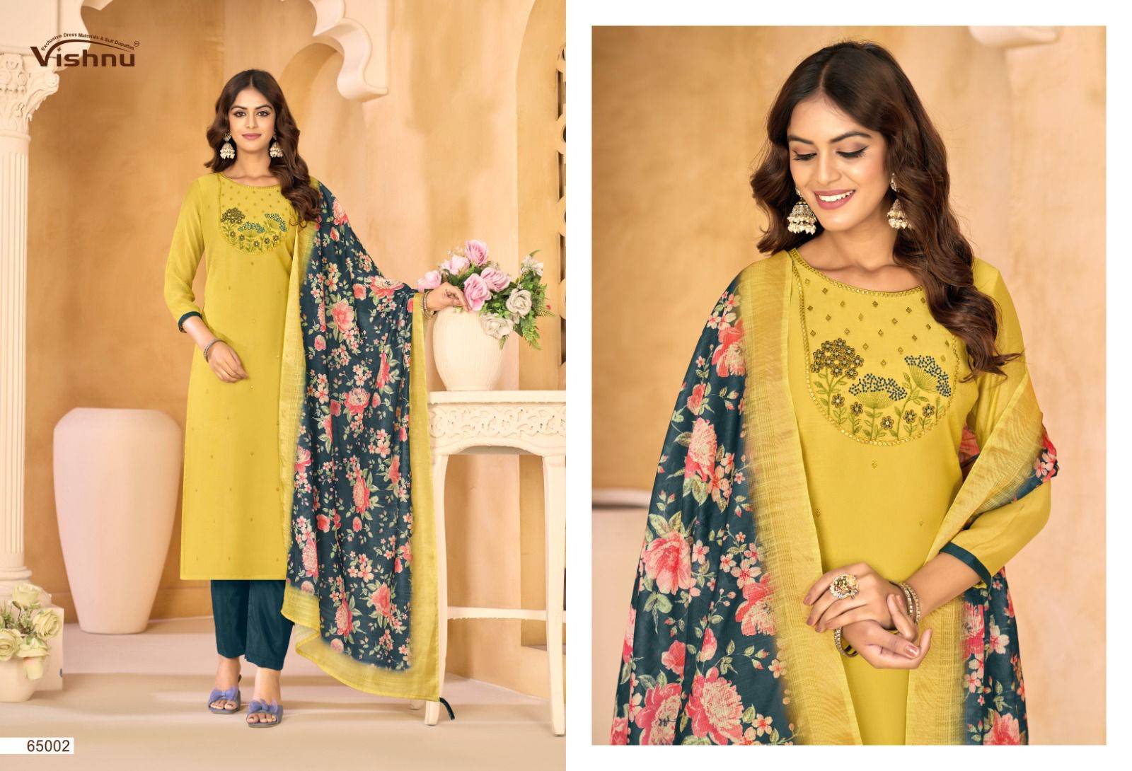 Samrastha By Vishnu 65001 To 65012 Series Beautiful Stylish Festive Suits Fancy Colorful Casual Wear & Ethnic Wear & Ready To Wear Mull Chanderi Dresses At Wholesale Price