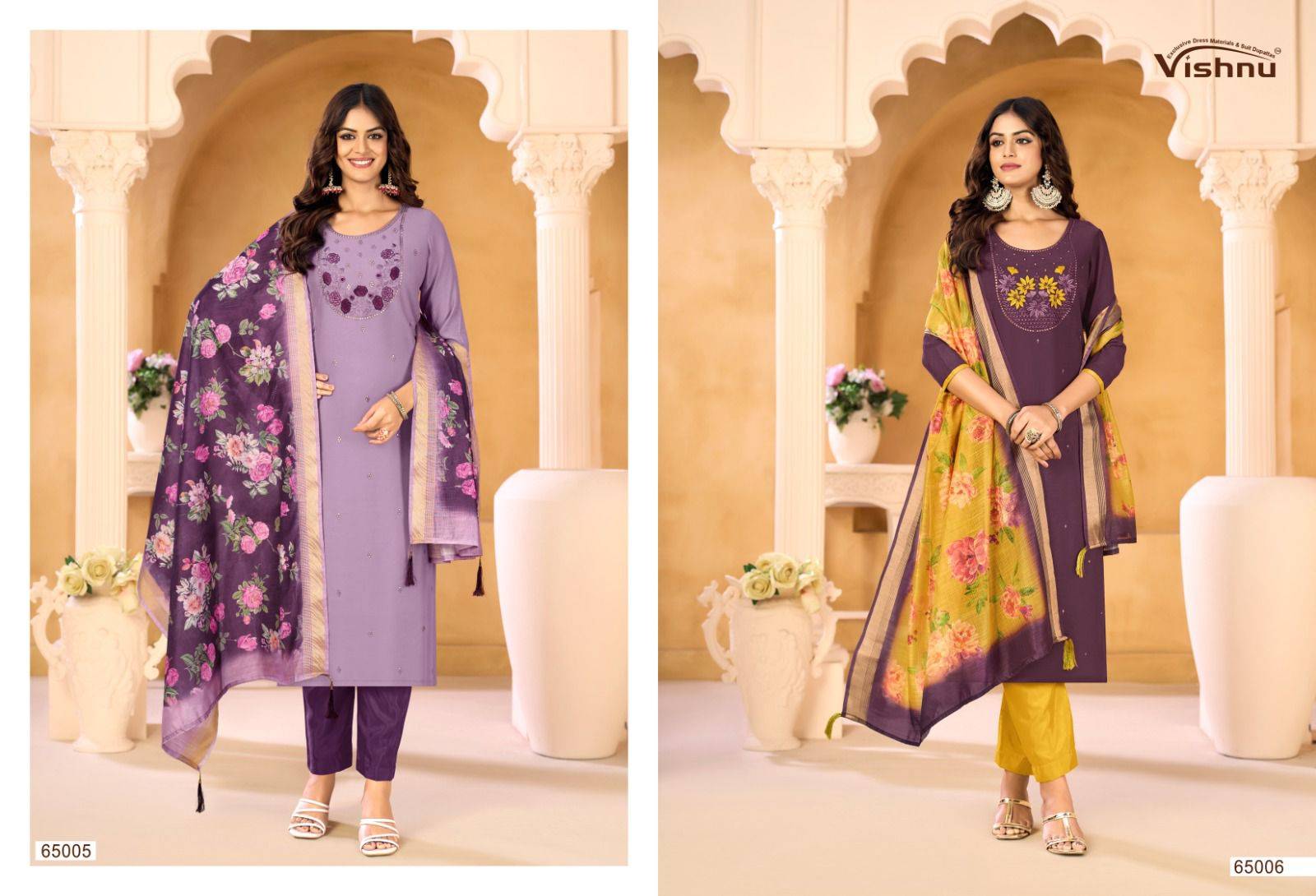 Samrastha By Vishnu 65001 To 65012 Series Beautiful Stylish Festive Suits Fancy Colorful Casual Wear & Ethnic Wear & Ready To Wear Mull Chanderi Dresses At Wholesale Price