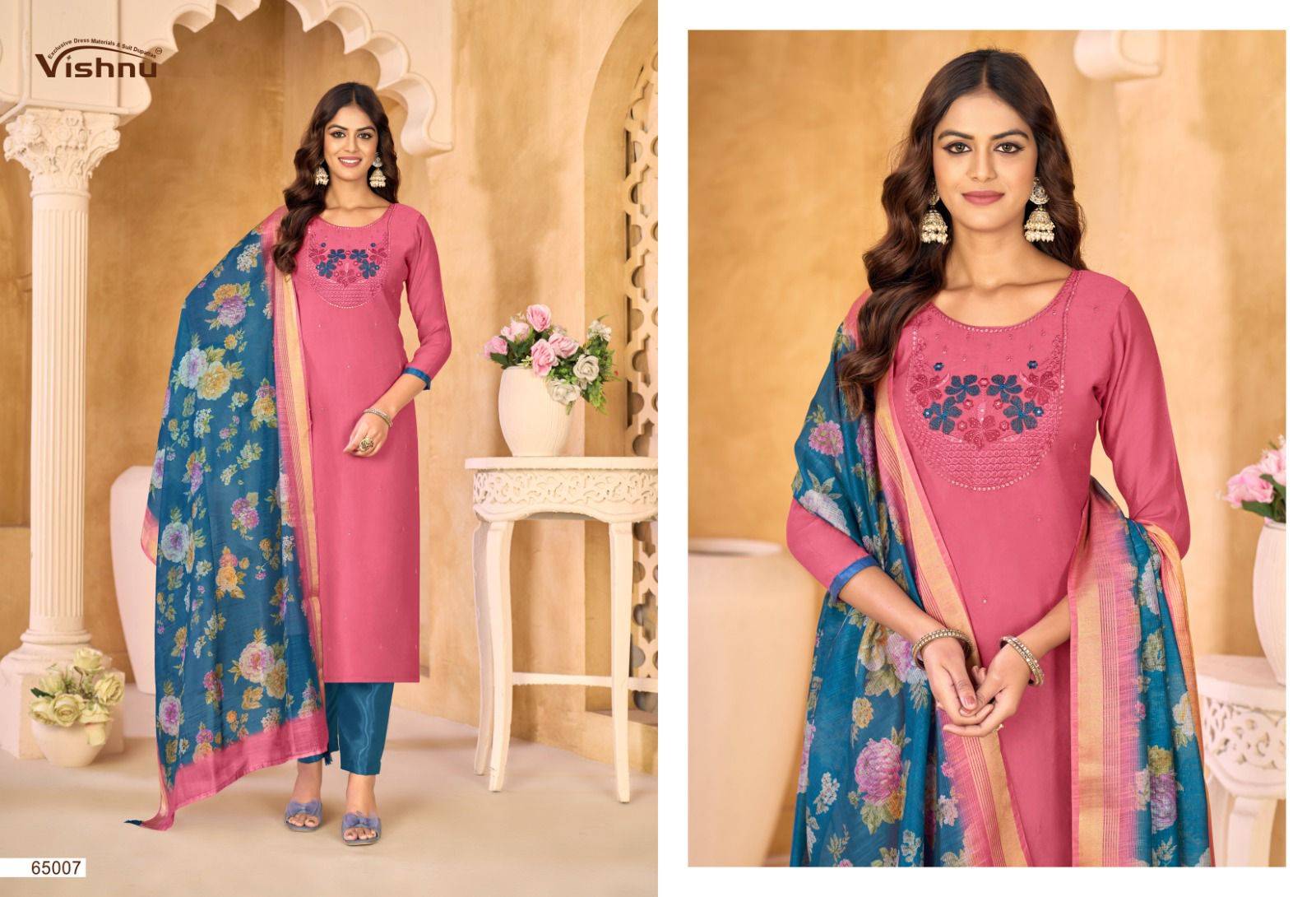 Samrastha By Vishnu 65001 To 65012 Series Beautiful Stylish Festive Suits Fancy Colorful Casual Wear & Ethnic Wear & Ready To Wear Mull Chanderi Dresses At Wholesale Price