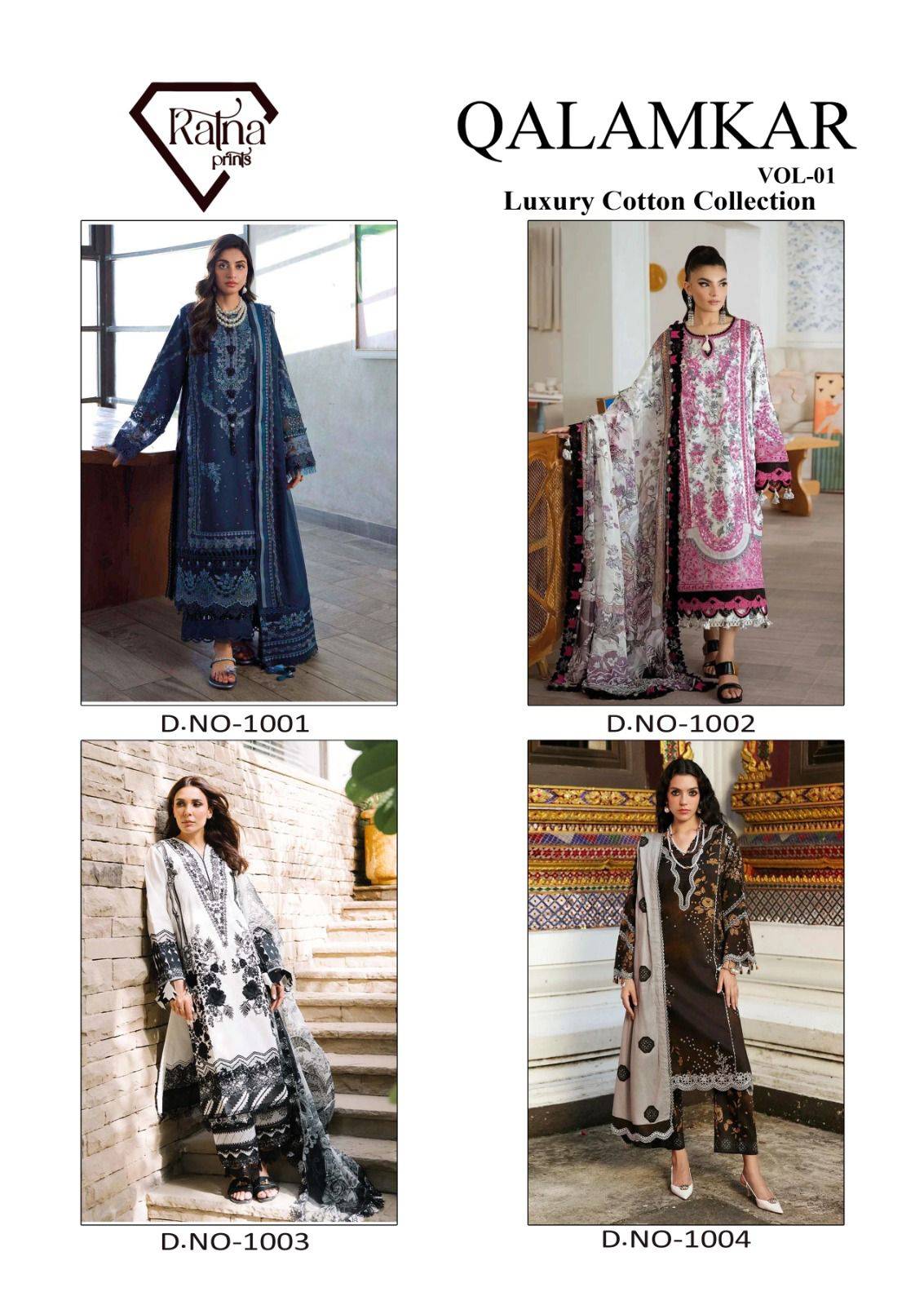 Qalamkar Vol-1 By Ratna Prints 3001 To 3004 Series Beautiful Festive Suits Stylish Fancy Colorful Party Wear & Occasional Wear Heavy Cotton Lawn Dresses At Wholesale Price