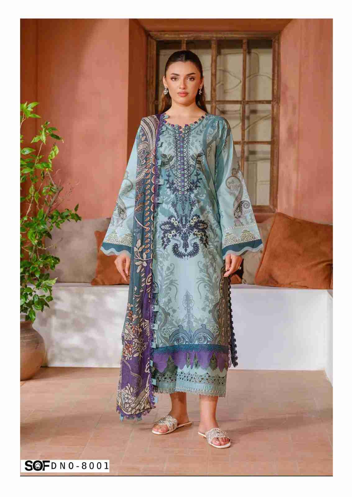 Saira Rizwan Vol-8 By Shree Om Fab 8001 To 8006 Series Designer Pakistani Suits Beautiful Fancy Stylish Colorful Party Wear & Occasional Wear Pure Lawn With Embroidery Dresses At Wholesale Price