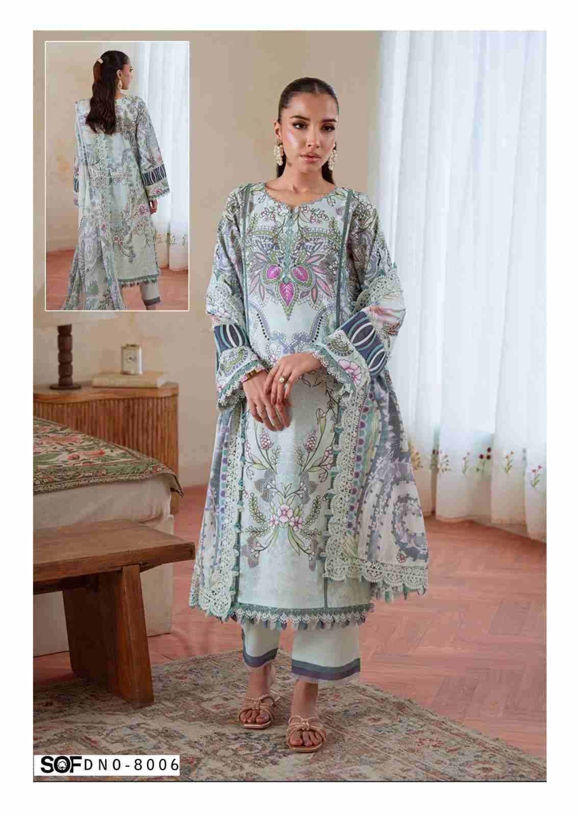 Saira Rizwan Vol-8 By Shree Om Fab 8001 To 8006 Series Designer Pakistani Suits Beautiful Fancy Stylish Colorful Party Wear & Occasional Wear Pure Lawn With Embroidery Dresses At Wholesale Price
