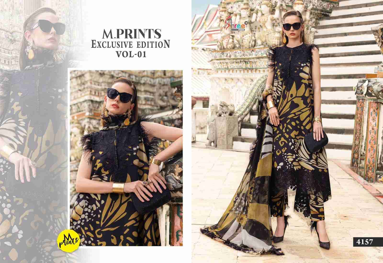 M.Print Exclusive Edition Vol-1 By Shree Fabs 4155 To 4158 Designer Pakistani Suits Collection Beautiful Stylish Fancy Colorful Party Wear & Ethnic Wear Pure Cotton With Embroidery Dresses At Wholesale Price
