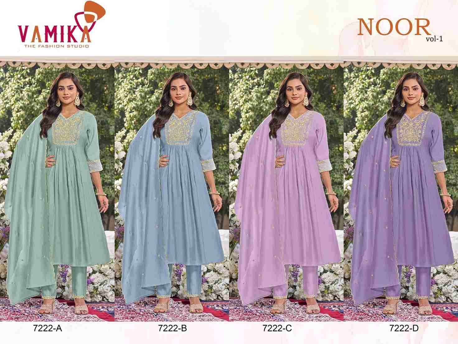 Noor Vol-1 By Vamika 7222-A To 7222-D Series Designer Beautiful Navratri Collection Occasional Wear & Party Wear Heavy Viscose Chanderi Dresses At Wholesale Price