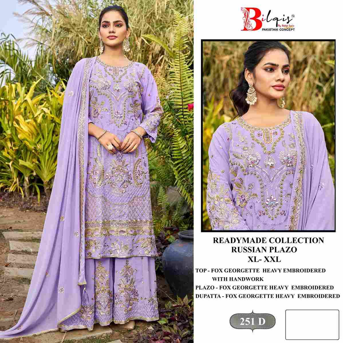 Bilqis 251 Colours By Bilqis 251-A To 251-D Series Beautiful Pakistani Suits Stylish Fancy Colorful Party Wear & Occasional Wear Faux Georgette Embroidery Dresses At Wholesale Price