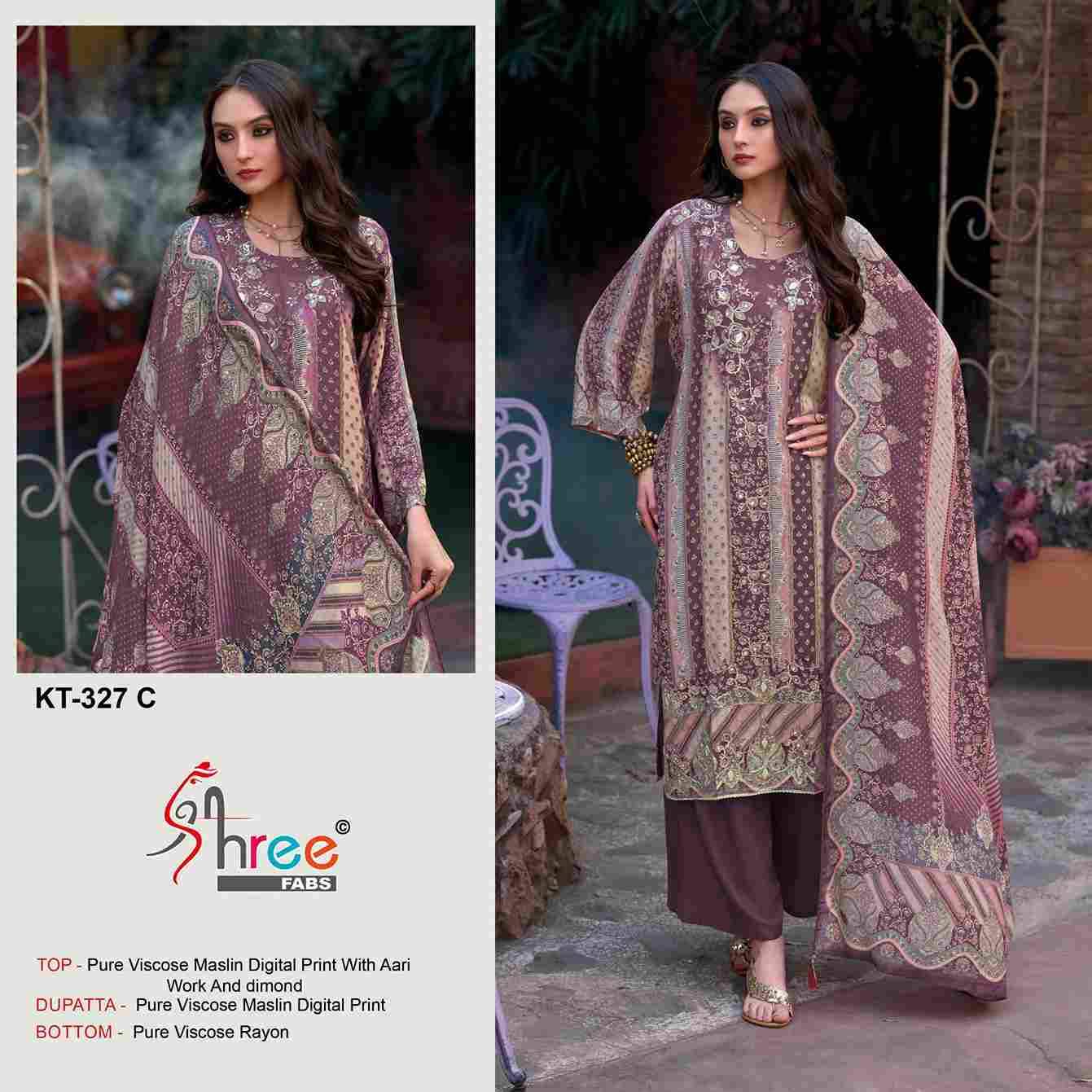 Shree Fabs Hit Design Kt-327 Colours By Shree Fabs KT-327-A To KT-327-D Series Designer Pakistani Suits Beautiful Fancy Stylish Colorful Party Wear & Occasional Wear Pure Viscose Muslin Embroidery Dresses At Wholesale Price