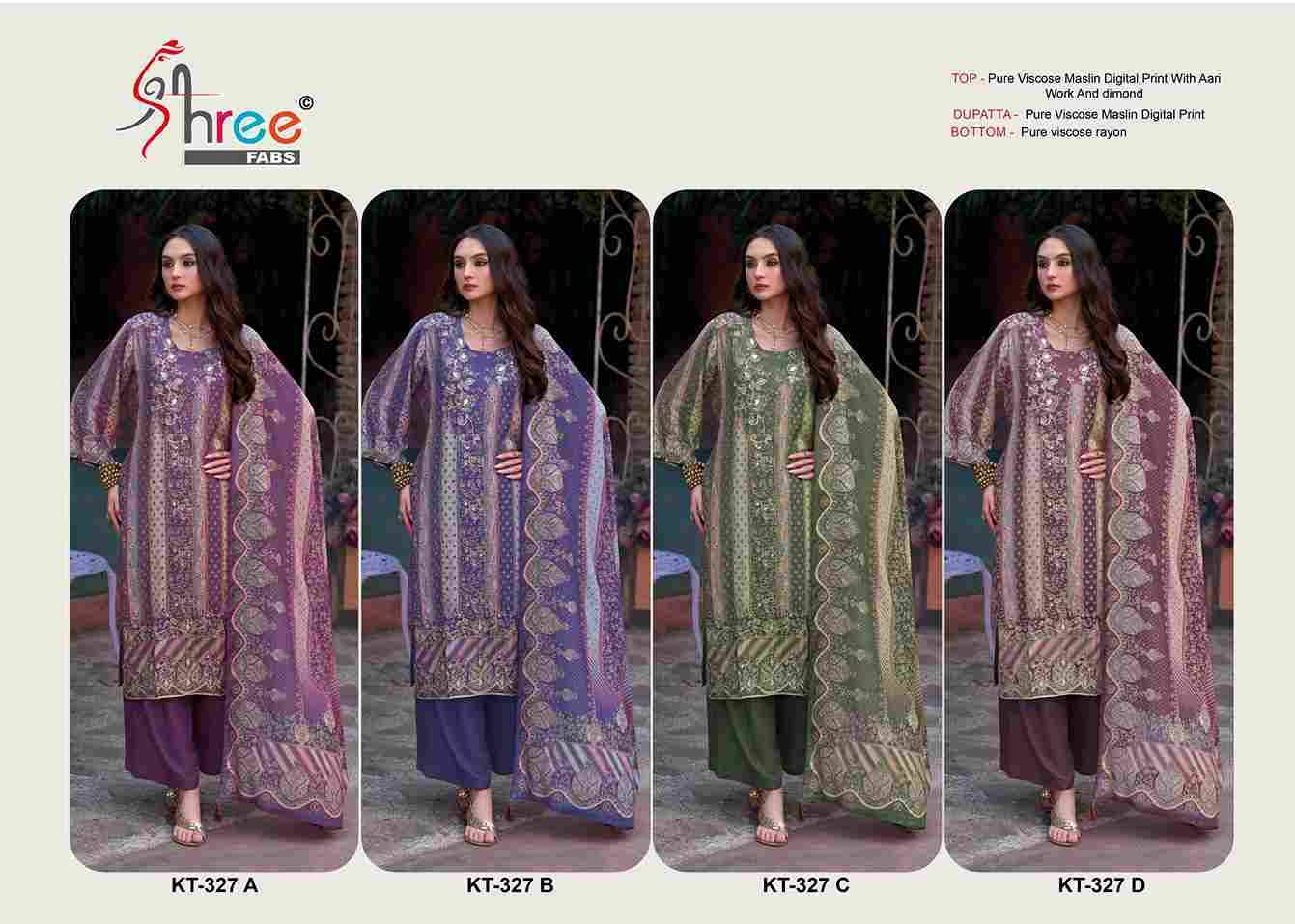 Shree Fabs Hit Design Kt-327 Colours By Shree Fabs KT-327-A To KT-327-D Series Designer Pakistani Suits Beautiful Fancy Stylish Colorful Party Wear & Occasional Wear Pure Viscose Muslin Embroidery Dresses At Wholesale Price