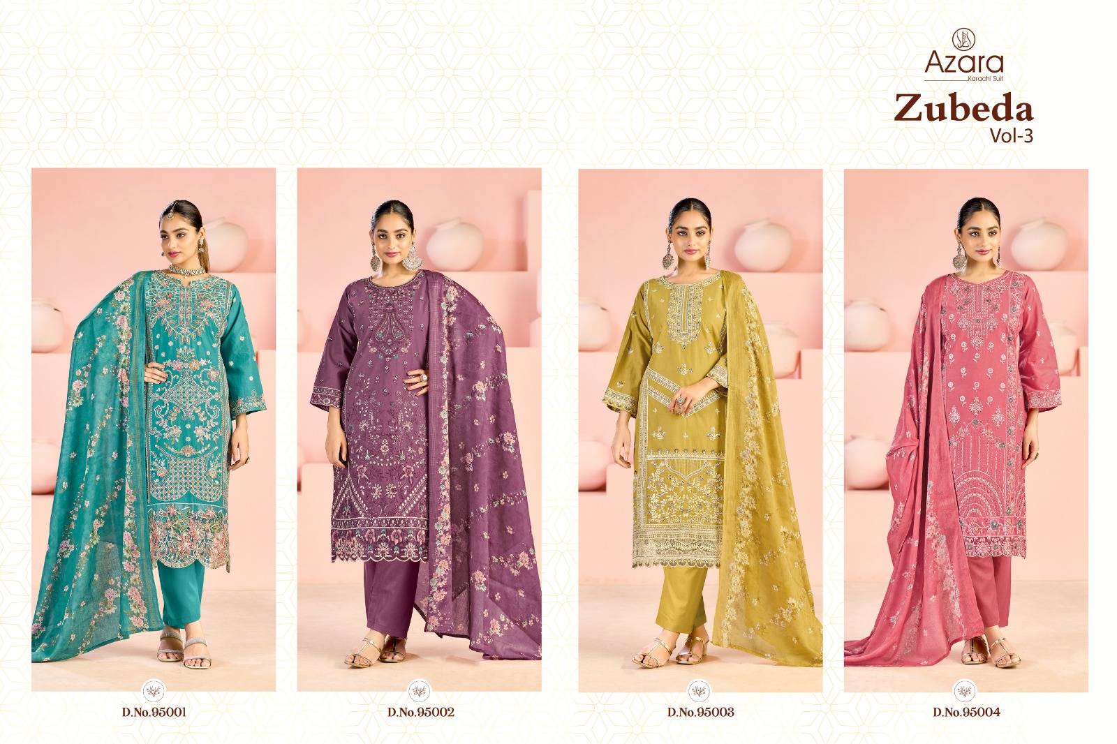 Zubeda Vol-3 By Azara 95001 To 95004 Series Designer Stylish Fancy Colorful Beautiful Party Wear & Ethnic Wear Collection Pure Lawn Cotton Dresses At Wholesale Price