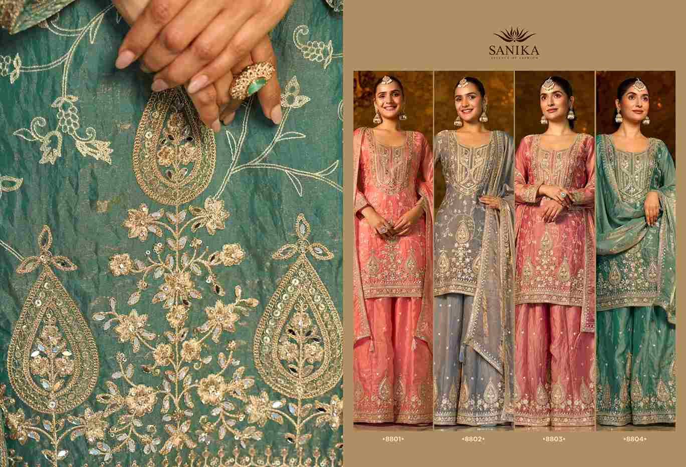 Ikatra By Sanika 8801 To 8804 Series Beautiful Sharara Suits Colorful Stylish Fancy Casual Wear & Ethnic Wear Premium Frendy Silk Dresses At Wholesale Price