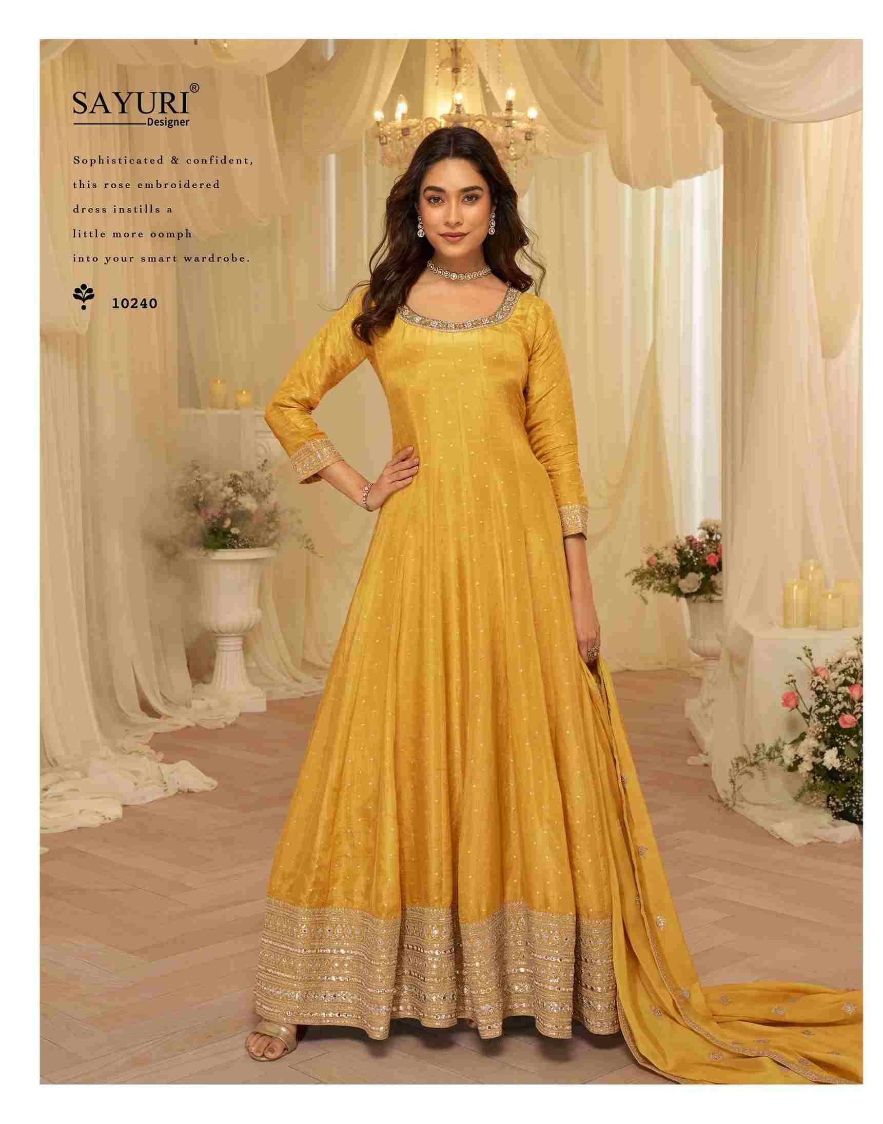 Aaradhana By Sayuri 10238 To 10240 Series Designer Festive Suits Collection Beautiful Stylish Fancy Colorful Party Wear & Occasional Wear Pure Viscose Jacquard Silk Gowns At Wholesale Price