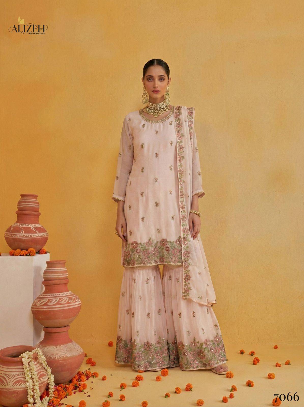 Alizeh By Sayuri 7066 To 7069 Series Designer Suits Beautiful Fancy Colorful Stylish Party Wear & Occasional Wear Georgette Dresses At Wholesale Price