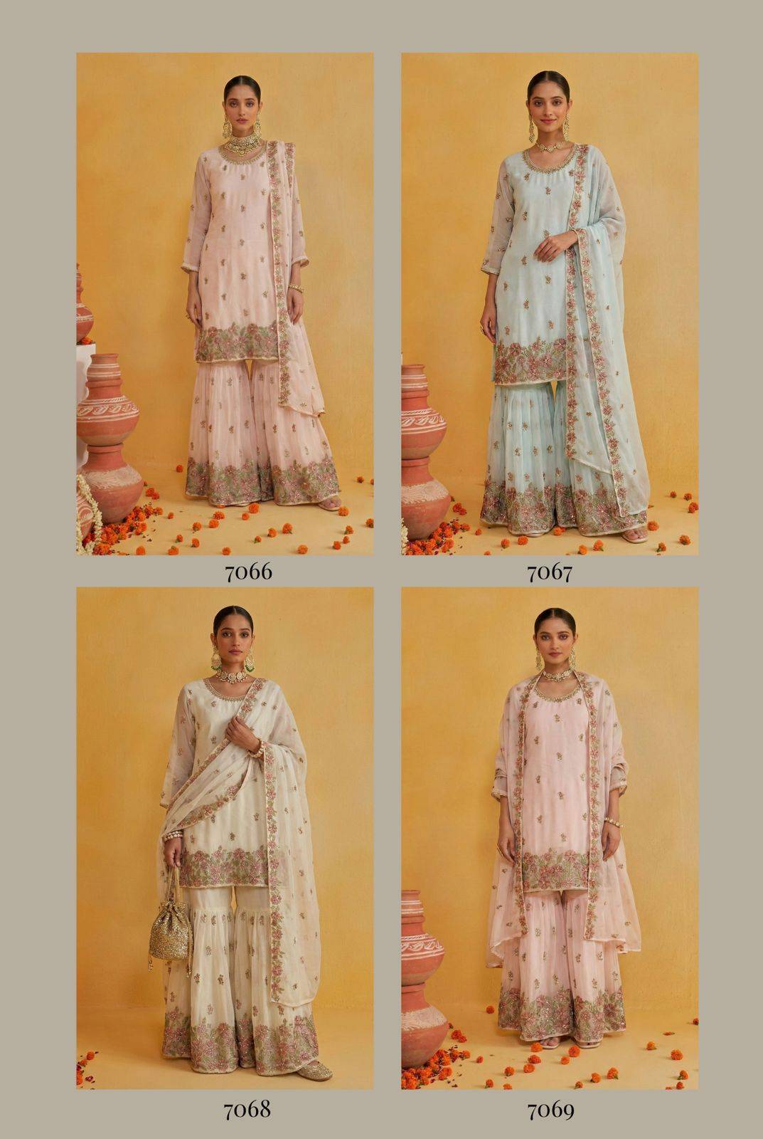 Alizeh By Sayuri 7066 To 7069 Series Designer Suits Beautiful Fancy Colorful Stylish Party Wear & Occasional Wear Georgette Dresses At Wholesale Price