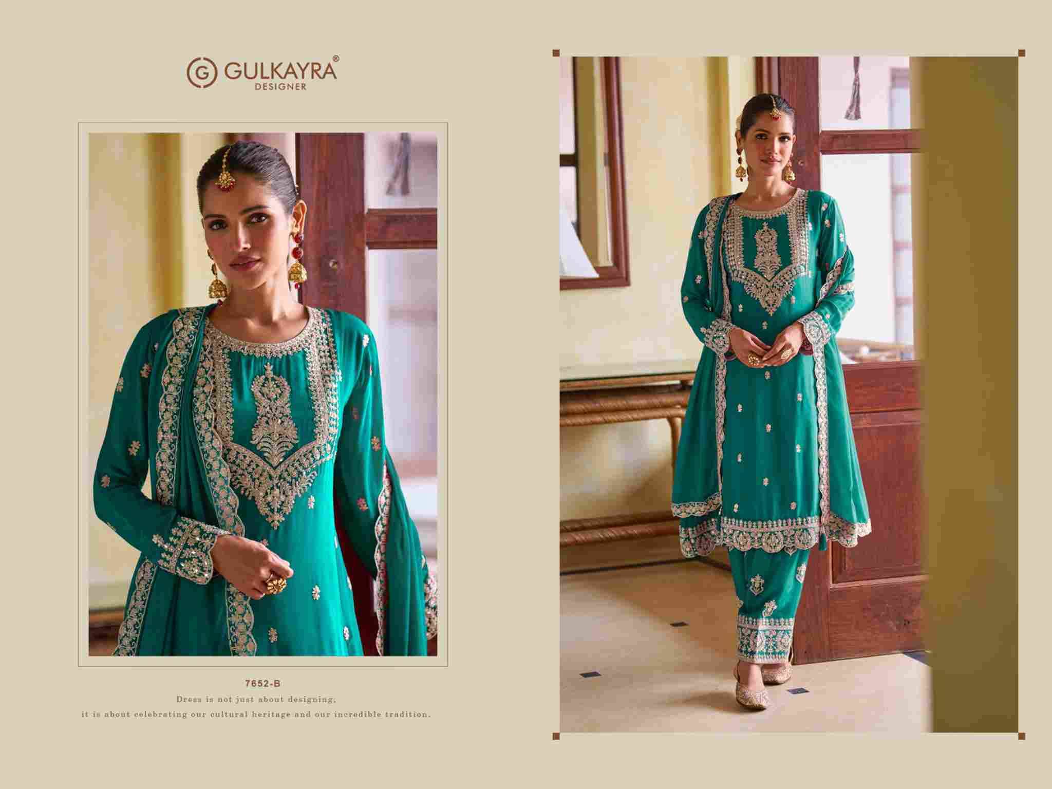 Harley By Gulkayra Designer 7652-A To 7652-D Series Beautiful Suits Colorful Stylish Fancy Casual Wear & Ethnic Wear Real Chinnon Dresses At Wholesale Price