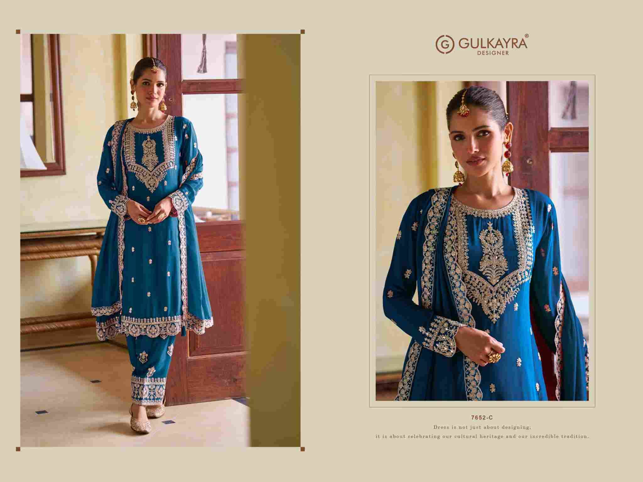 Harley By Gulkayra Designer 7652-A To 7652-D Series Beautiful Suits Colorful Stylish Fancy Casual Wear & Ethnic Wear Real Chinnon Dresses At Wholesale Price