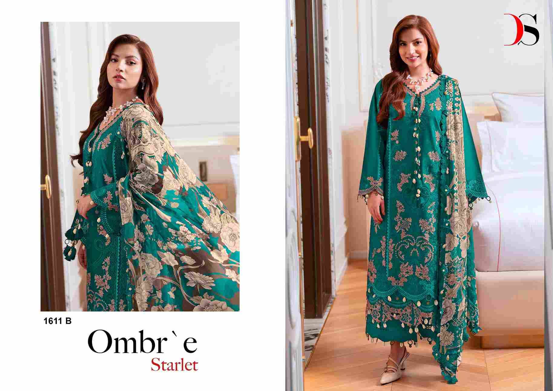 Ombre Starlet Colours By Deepsy Suits 1611-A To 1611-D Series Pakistani Stylish Beautiful Colourful Printed & Embroidered Party Wear & Occasional Wear Pure Cotton Dresses At Wholesale Price