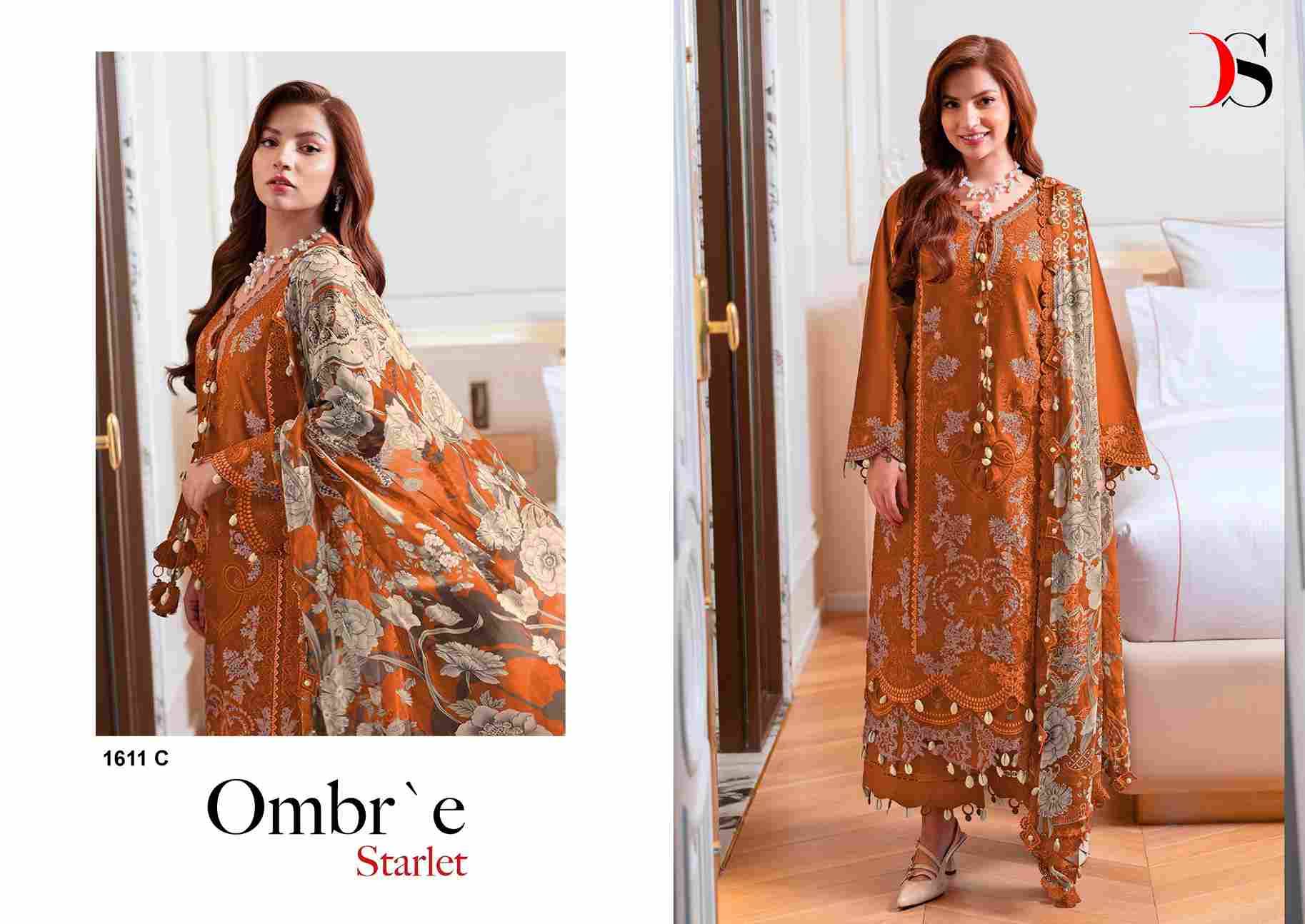 Ombre Starlet Colours By Deepsy Suits 1611-A To 1611-D Series Pakistani Stylish Beautiful Colourful Printed & Embroidered Party Wear & Occasional Wear Pure Cotton Dresses At Wholesale Price