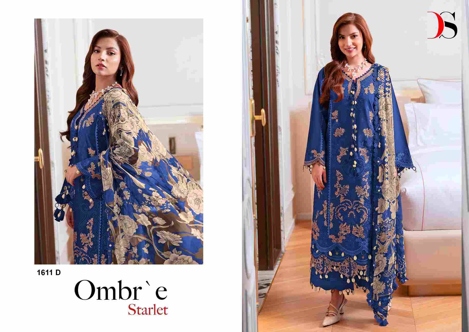 Ombre Starlet Colours By Deepsy Suits 1611-A To 1611-D Series Pakistani Stylish Beautiful Colourful Printed & Embroidered Party Wear & Occasional Wear Pure Cotton Dresses At Wholesale Price