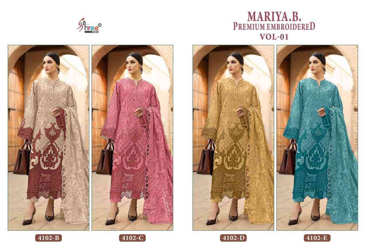 Mariya.b.Premium Embroidered Colours Vol-1 By Shree Fab Series Beautiful Stylish Pakistani Suits Fancy Colorful Casual Wear & Ethnic Wear & Ready To Wear Pure Cotton Embroidery Dresses At Wholesale Price