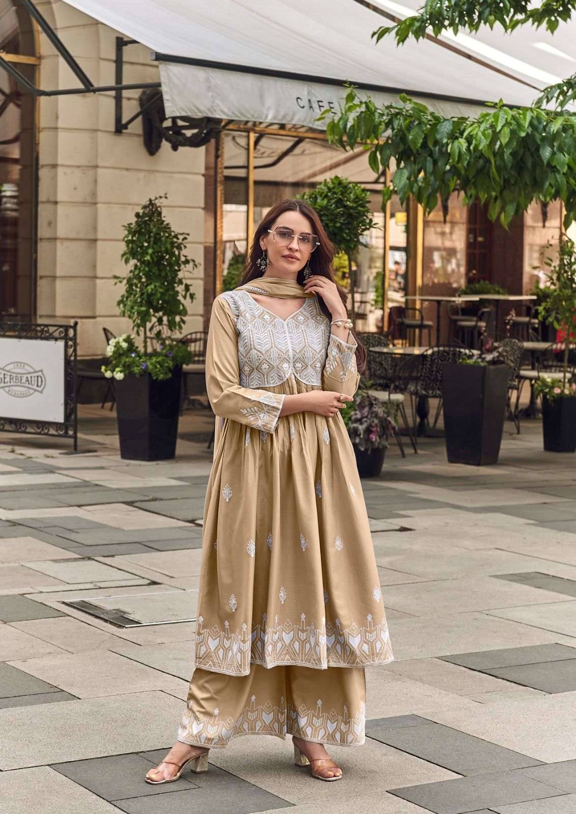 LAKHNAVI VOL 8 PLATINUM BY VAMIKA 1043-A To 1043-D Series Beautiful Stylish Sharara Suits Fancy Colorful Casual Wear & Ethnic Wear & Ready To Wear Pure Rayon Printed Dresses At Wholesale Price