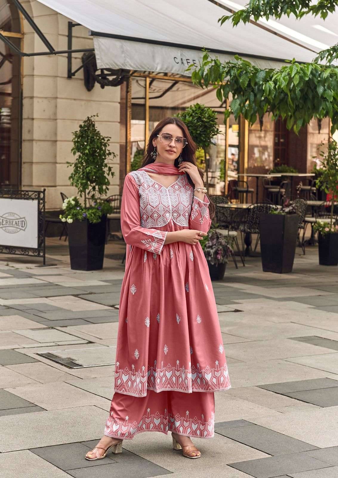 LAKHNAVI VOL 8 PLATINUM BY VAMIKA 1043-A To 1043-D Series Beautiful Stylish Sharara Suits Fancy Colorful Casual Wear & Ethnic Wear & Ready To Wear Pure Rayon Printed Dresses At Wholesale Price
