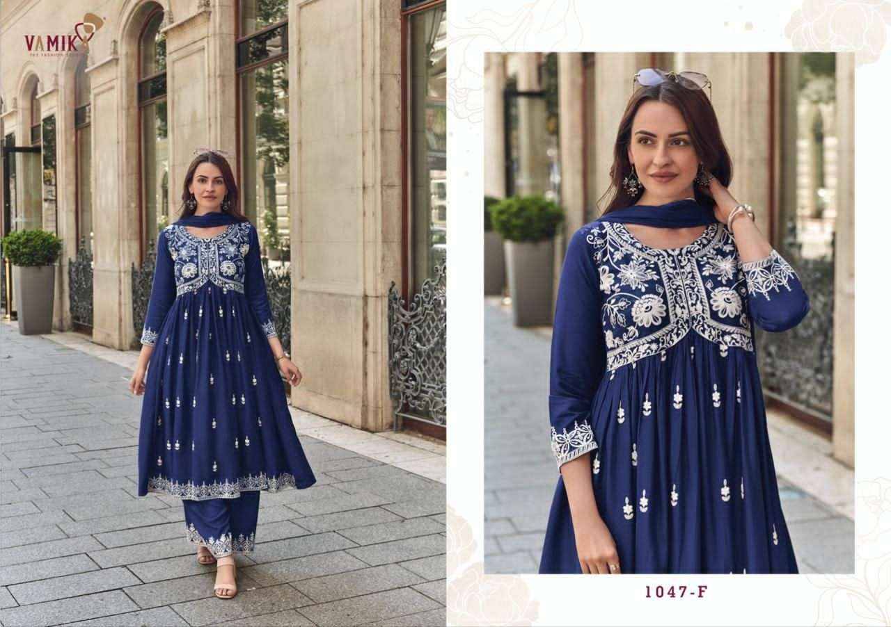 Lakhnavi Vol 8 Gold BY VAMIKA 1047-E To 1047-H Series Beautiful Stylish Sharara Suits Fancy Colorful Casual Wear & Ethnic Wear & Ready To Wear Pure Rayon Printed Dresses At Wholesale Price