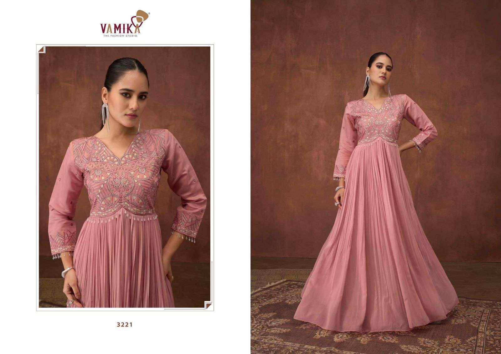 Sui Dhaga Vol 6 by Vamika 3221 to 3224 Series Designer Stylish Fancy Colorful Beautiful Party Wear & Ethnic Wear Collection Heavy Georgette Designer Gown At Wholesale Price