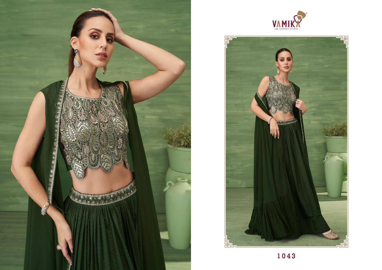 Celebrity Vol 5 By Vamika 1043 to 1045 Series Designer Stylish Fancy Colorful Beautiful Party Wear & Ethnic Wear Collection  Heavy CHINON With Heavy Work At Wholesale Price