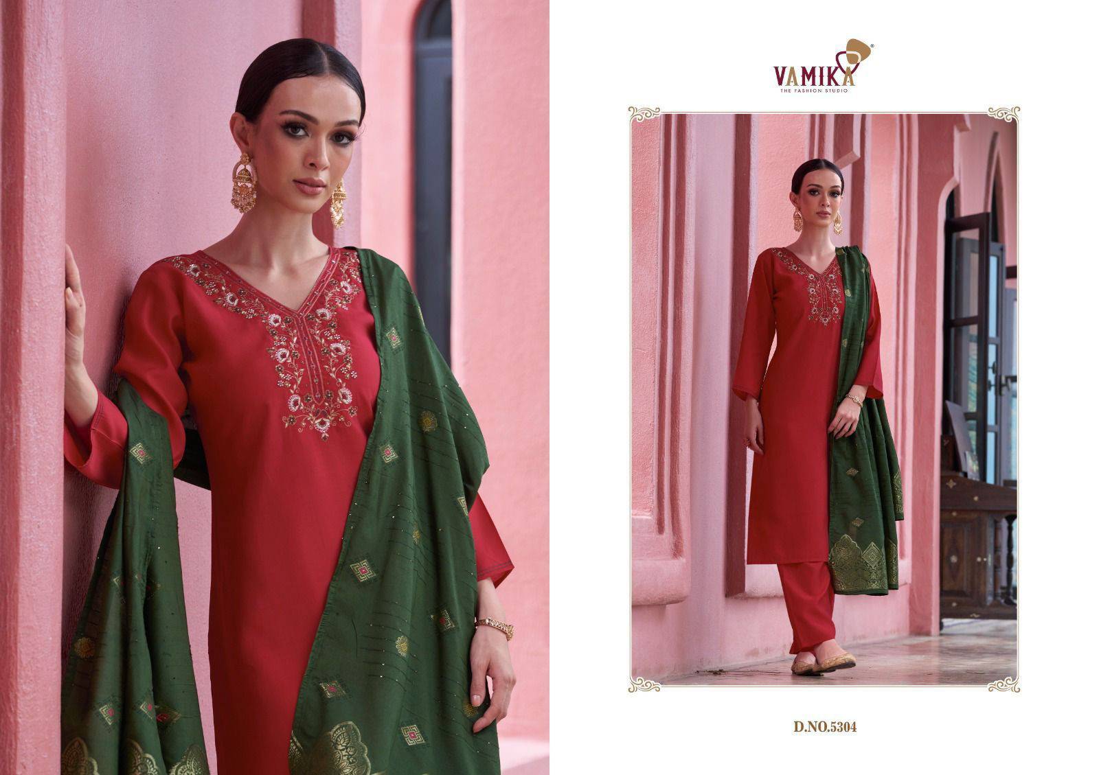 Liyana By Vamika 5301 to 5306 Series Designer Stylish Fancy Colorful Beautiful Party Wear & Ethnic Wear Collection  Viscose Embroidery Kurti Pant And Dupatta Collection At Wholesale Price